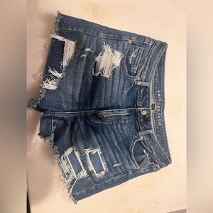 American Eagle Outfitters Blue Distressed Denim Shorts
